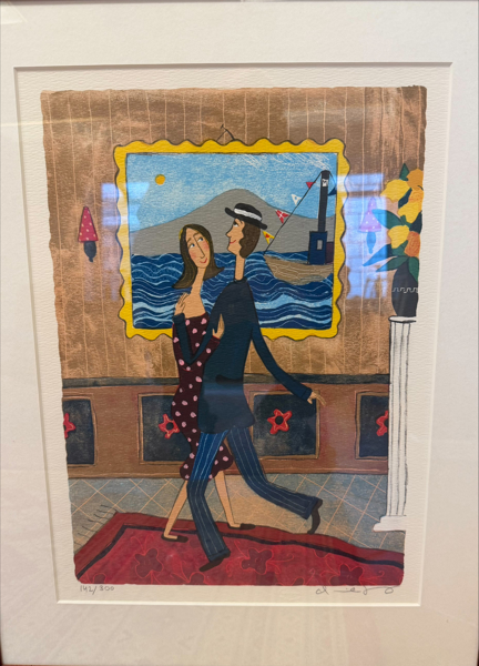 Litografi "ungt par som dansar" Marika Lang