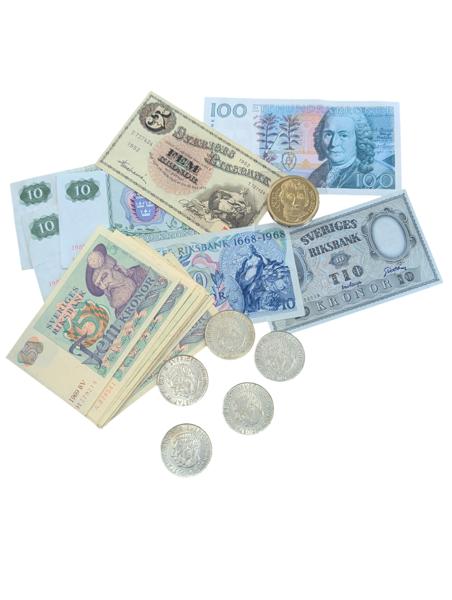 Silvermynt och sedlar
