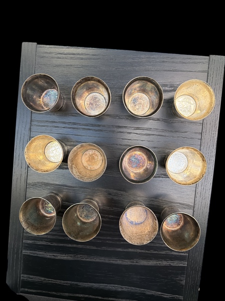 SILVER SUPKOPPAR med MYNT 12 st