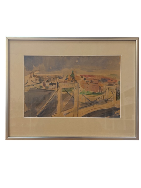 TAVLA akvarell Original Konstnär Laszlo Kelemen Ungern