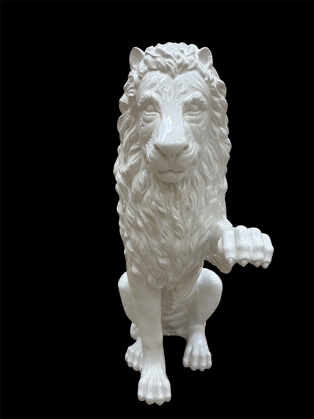 Lejon i keramik, vit