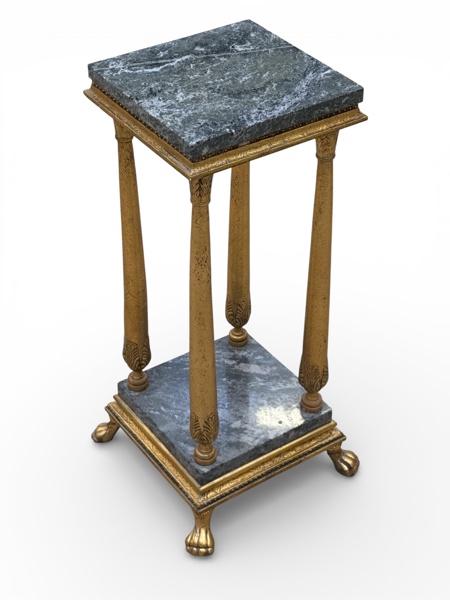 PIEDESTAL, grön marmor & guld