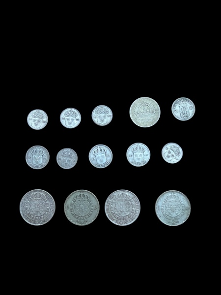 SILVER, svenska mynt parti samt diverse svenska sedlar