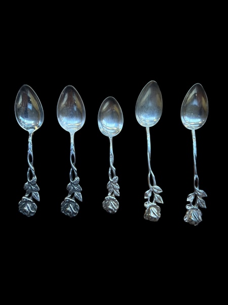 SILVER KAFFESKEDAR "Rosen" 5 st