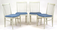 Malmsten, Carl för Bodafors, stolar, 4st, vitlackerat trä, Herrgården, design 1957,