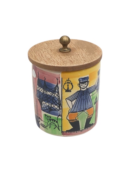 JIE, burk med lock i trä