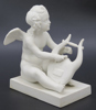 Thorvaldsen, Bertel för Royal Copenhagen, figurin, parian, amorin med harpa, 1800-talets mitt eller 2 hälft