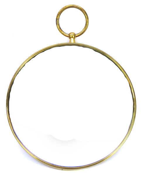 Fornasetti, Piero för Firma Svenskt Tenn, väggspegel, mässing med teakbakstycke, "Fornasetti"