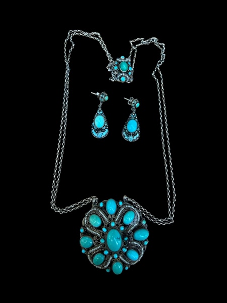 SILVER, smyckes-set med Turkoser