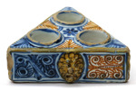 Kryddställ, fajans, antagligen Talaver eller Puente del Arzobispo, Spanien, 1700-tal,