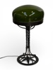 BORDSLAMPA,  smide och grönt glas