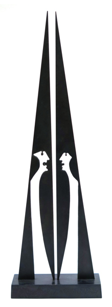 Kalsing, Stiig för Nordisk Metalkunst, skulptur, svartpatinerad brons, figurkomposition, signerad och numrerad 3/3