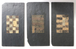 Nørregaard, Jette, måleri på skifferplattor, triptyk, signerad