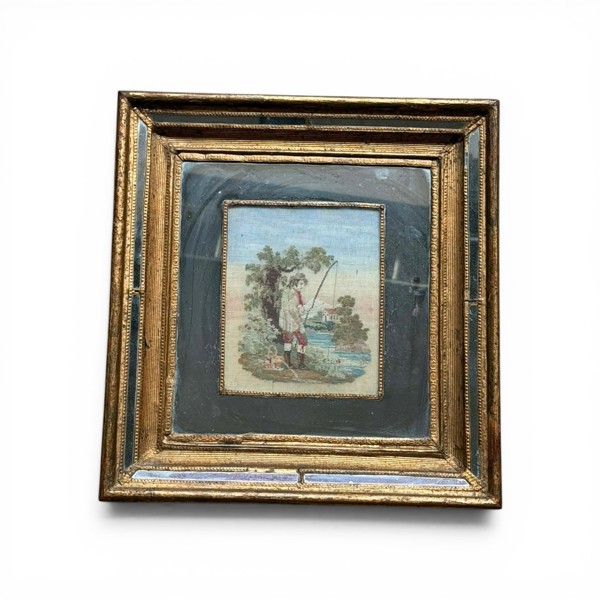 NYCKELSKÅP, trä, glas och broderi