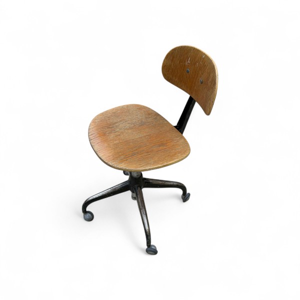 ARBETSSTOL, metall, sits/ryggstöd i bok, hjul