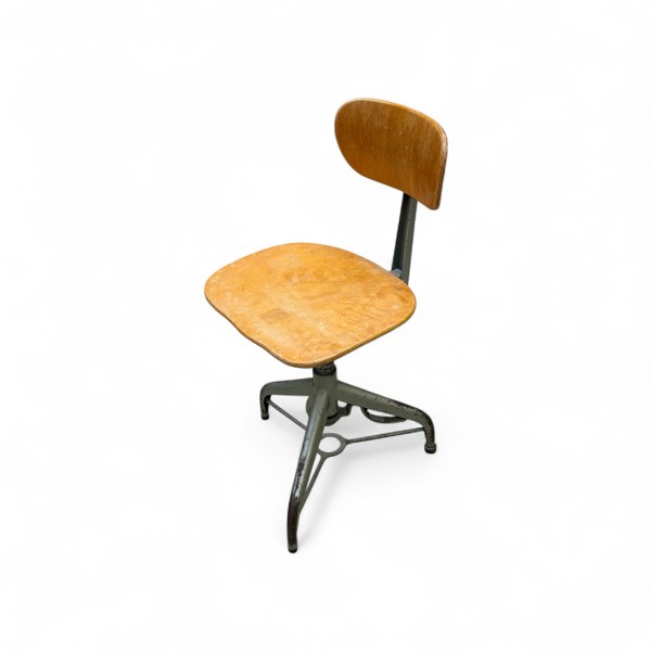 ARBETSSTOL, metall med trä- sits/ryggstöd