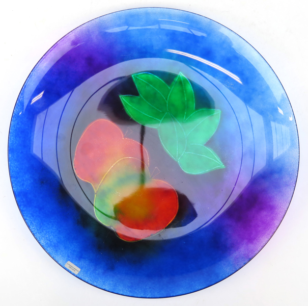 Pååg, Britten för Lindshammar, fat, glas, polykrom dekor av frukter mm