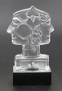 Vallien, Bertil för Boda trä, skulptur, glas, på träsockel, Janusansikte