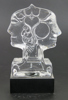 Vallien, Bertil för Boda trä, skulptur, glas, på träsockel, Janusansikte