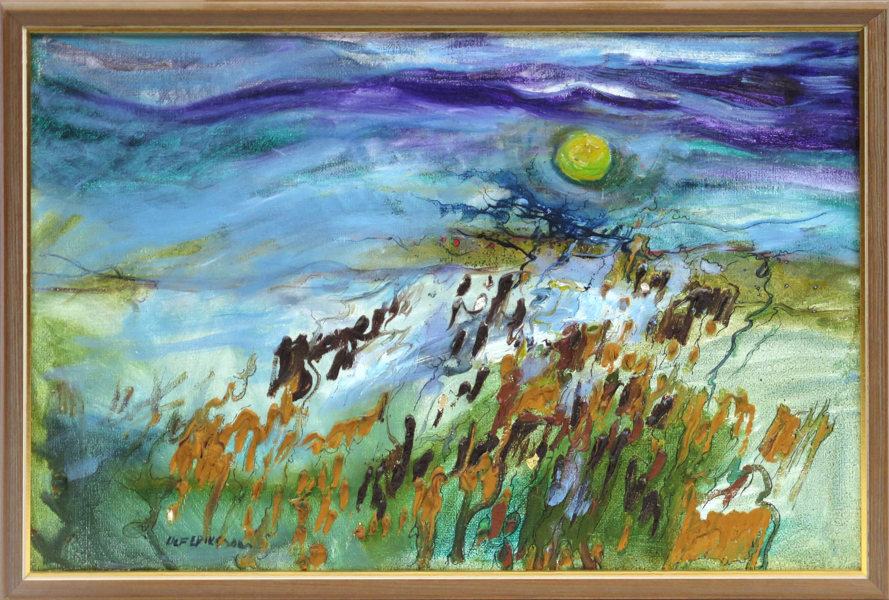 OLJA, Ulf Eriksson, "Höstmarken går till vila", daterad -73, signerad, 35 x 52 cm