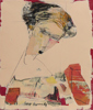 BLANDTEKNIK MED COLLAGE, Edite Gornova, kvinnoporträtt, a tergo signerad, 61 x 50 cm