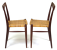 Okänd dansk (?) designer, 1950-tal, stolar, 1 par, teak med rottingklädsel,