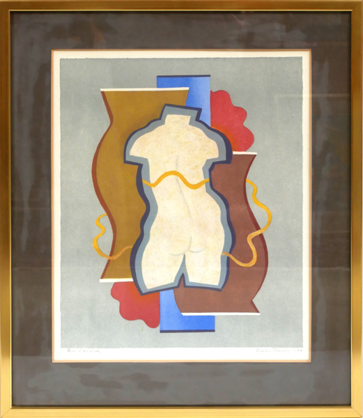 FÄRGLITOGRAFI, Esaias Thorén, "Vit torso", signerad EA och daterad -77, synlig pappersstorlek 42 x 34 cm