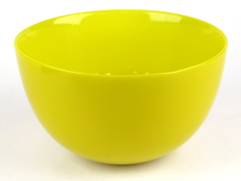 Palmquist, Sven för Orrefors, skål, gul, centrifugerad glasmassa, "Colora",