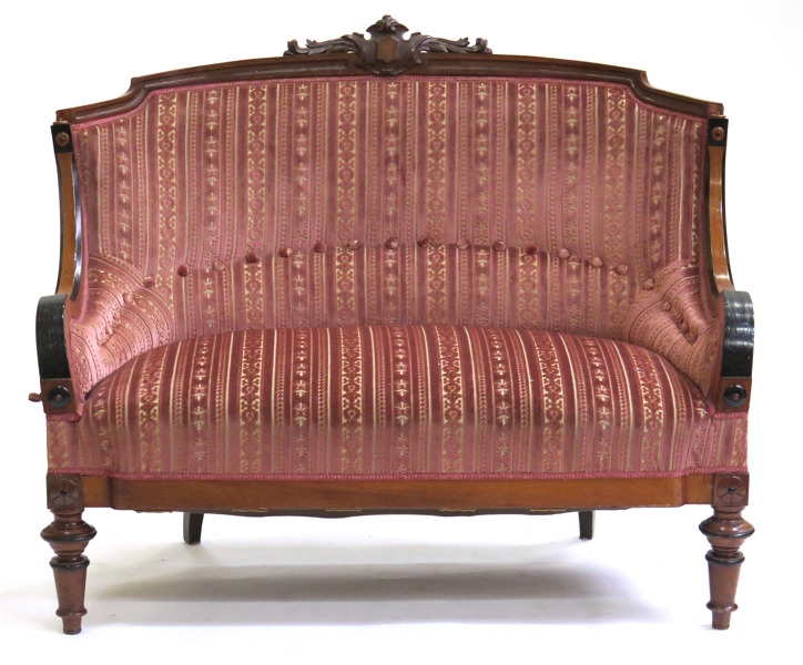 Soffa, delvis svärtad valnöt, oscariansk, 1800-talets 2 hälft,