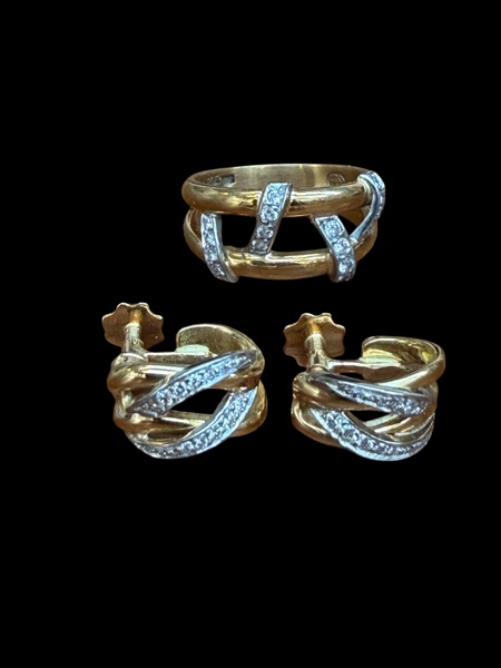 GULD, ring & örhängen 18K