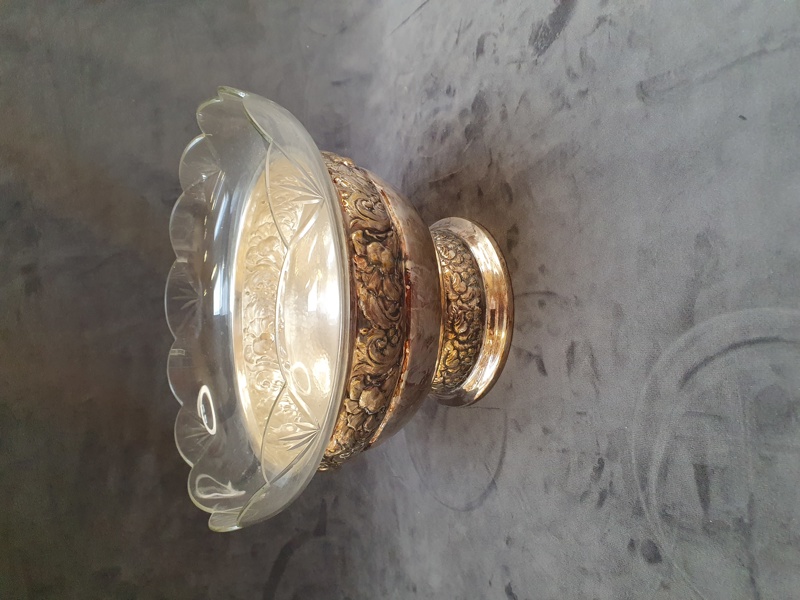 SKÅL PÅ FOT, NYSILVER, med glasinsats