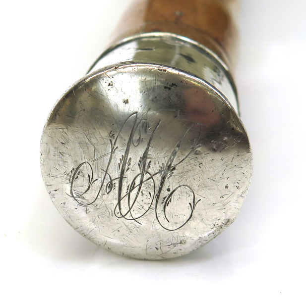 Spatserkäpp, bambu med silverkrycka, sekelskiftet 1900,