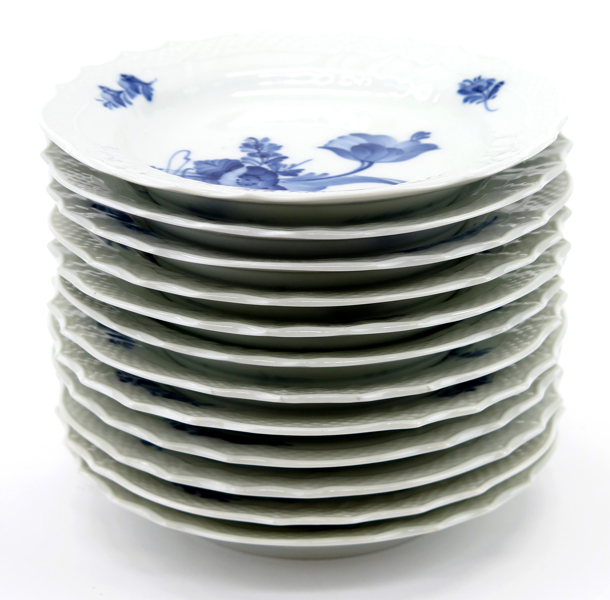 Assietter, 12, st, porslin, Royal Copenhagen, Blå Blomst