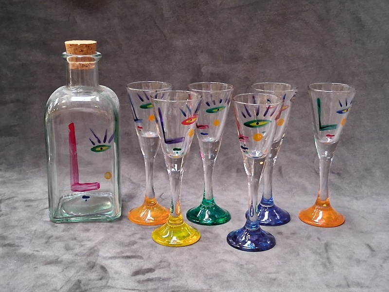 SNAPSGLAS MED KARAFF, 7 delar