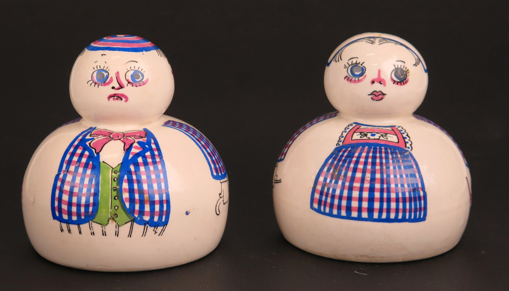 Nielsen, Aksel Sigvald för Aksini Stentøj, salt och pepparströare, glaserat stengods, Danmark, 1950-60-tal