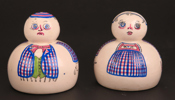 Nielsen, Aksel Sigvald för Aksini Stentøj, salt och pepparströare, glaserat stengods, Danmark, 1950-60-tal