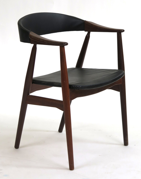 Armstol, teak med svart skaiklädsel, Danmark
