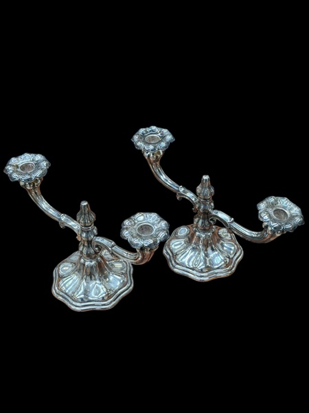 SILVER, tvåarmade ljusstakar 2 st netttovikt 358gr x 2 