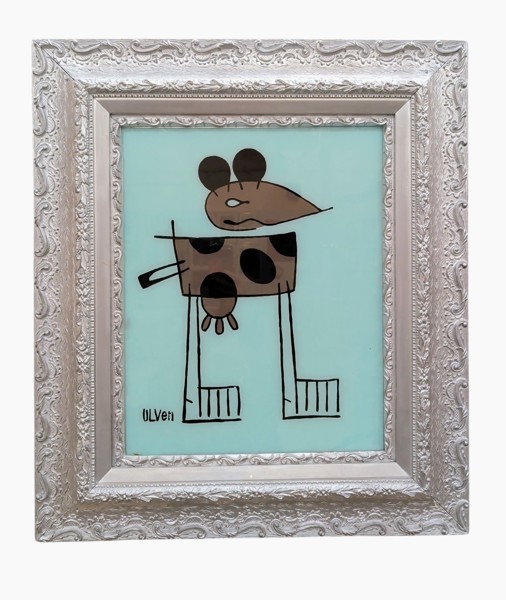 Tavla av Ulf "Ulven" Schlyter i silverfärgad ram