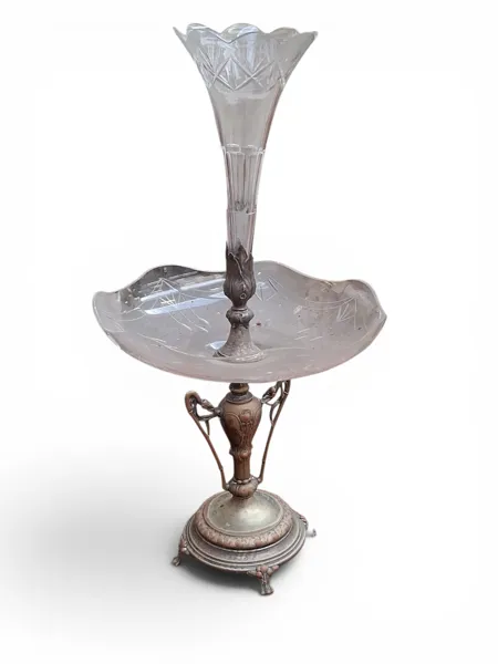 BORDSUPPSATS, nysilver och glas