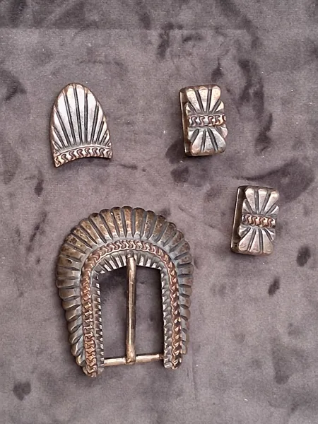 BÄLTESSPÄNNE, STERLINGSILVER, 4 delar