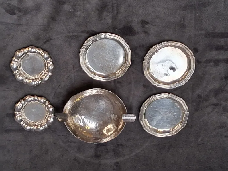 PARTI SILVER, askfat samt coasters
