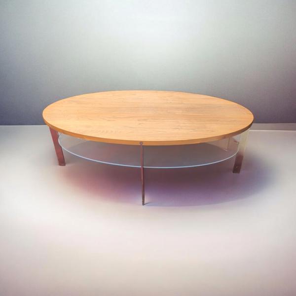 Nissen & Gehl för Naver Collection, soffbord i ek med undre glasskiva på metallben