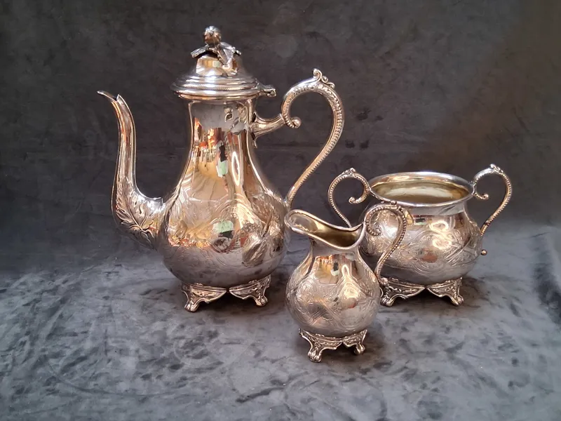 KAFFESERVIS, 3 delar, nysilver