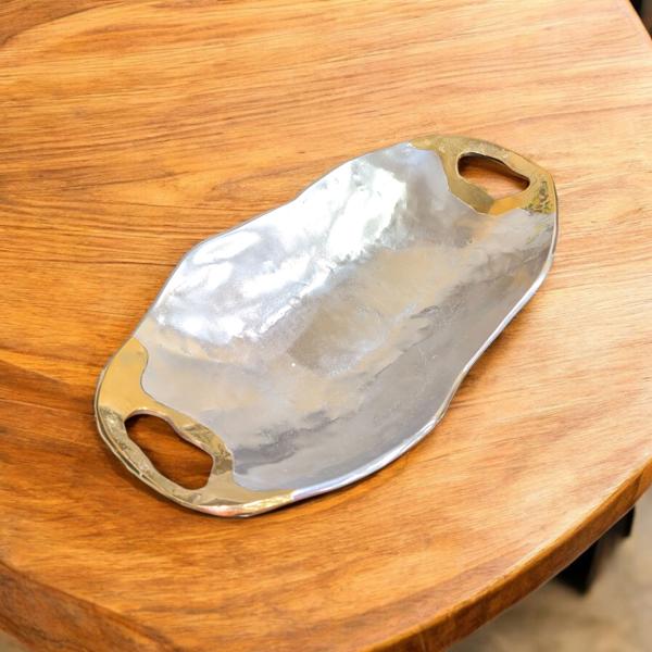 Marshall David egen verkstad bricka/skål aluminium med mässingsdekor