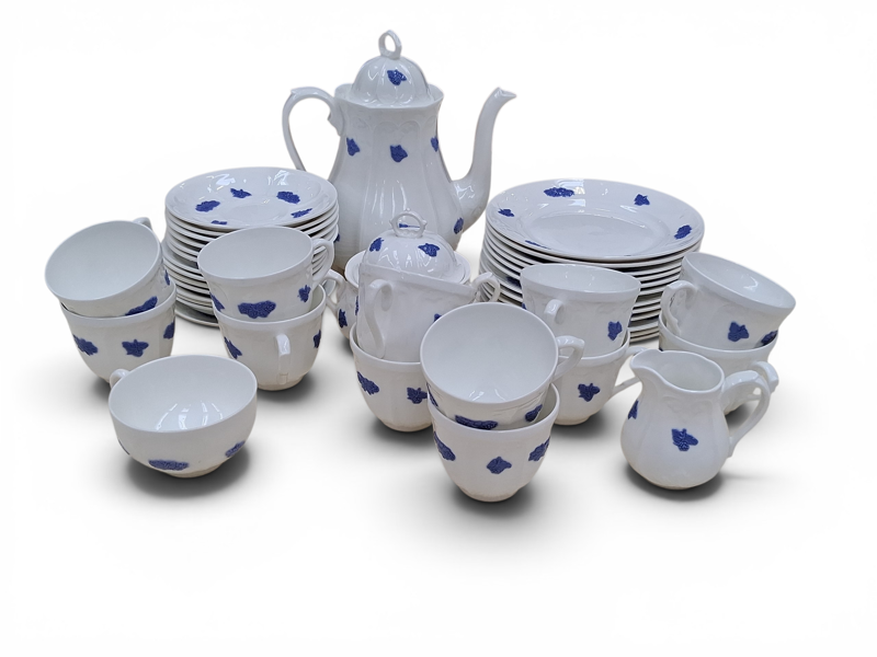 KAFFESERVIS, blå blom