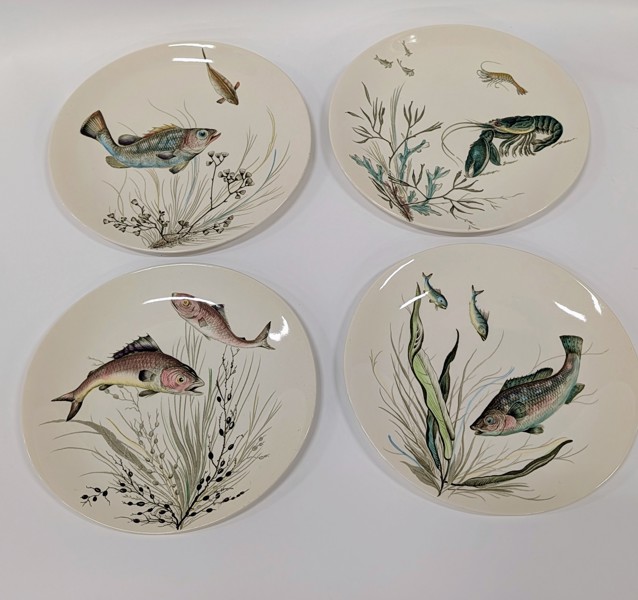 XXX Tallrikar 8st flintgods "Fish"