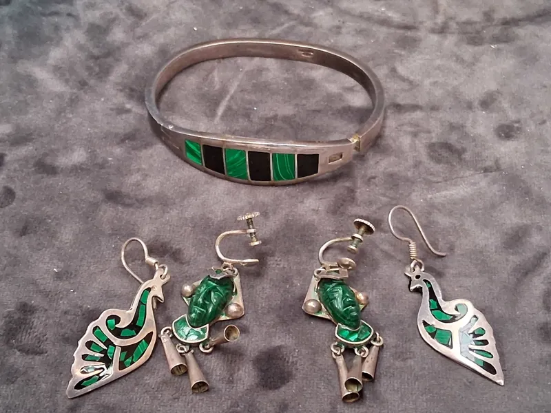 PARTI SMYCKEN, sterlingsilver och malakiter?