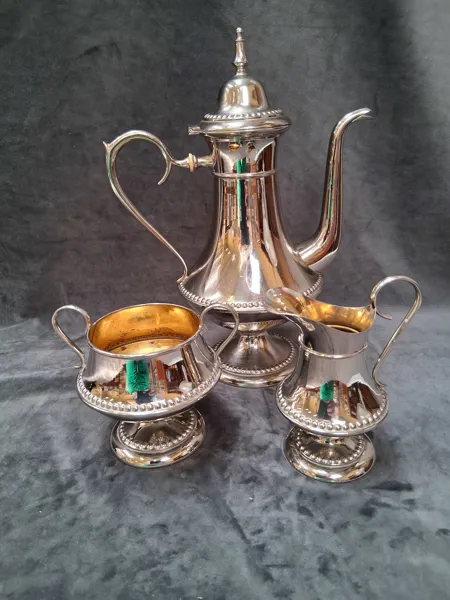 KAFFESERVIS, nysilver, 3 delar