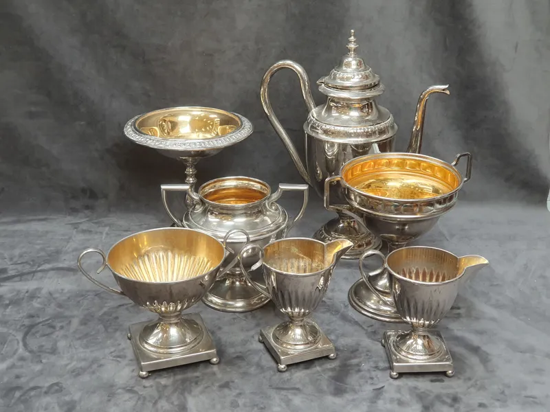 KAFFESERVIS mm, nysilver, 7 delar